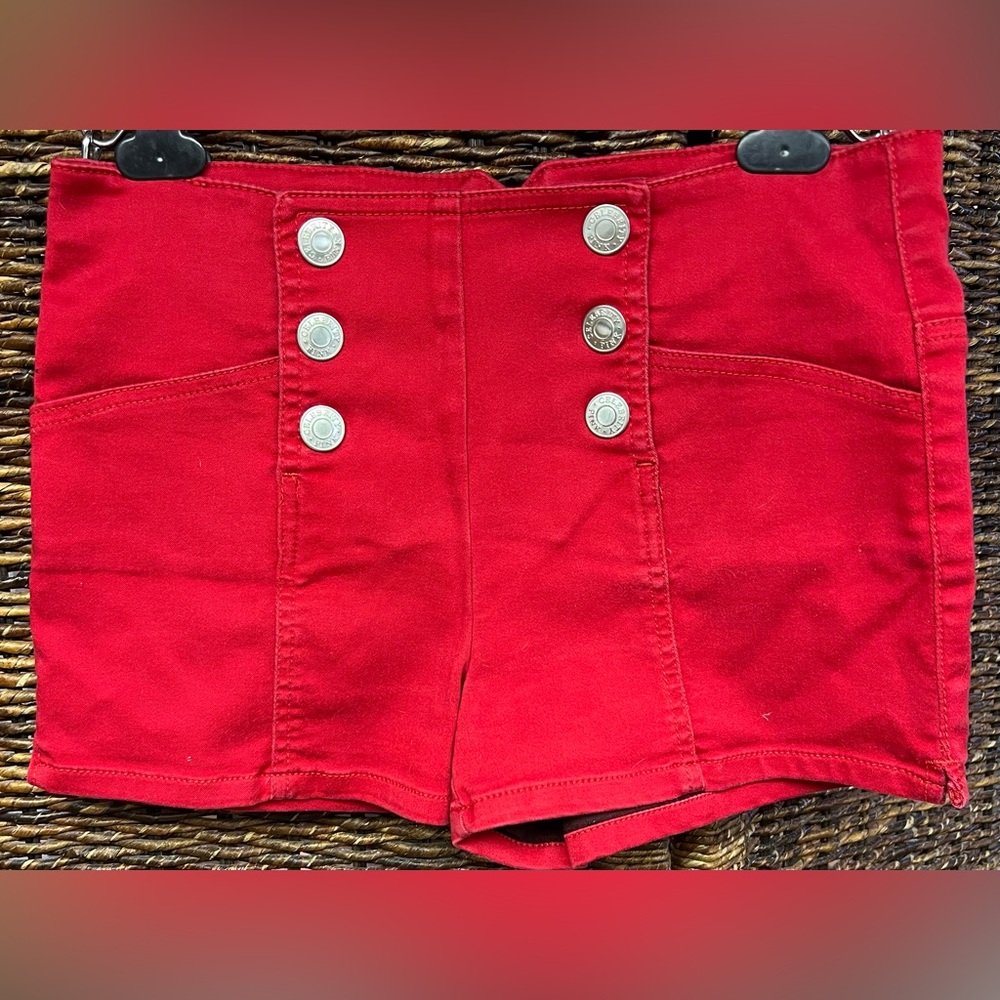 Celebrity Pink- Stylish Red Junior Shorts- Size:3, Small color mark on back leg